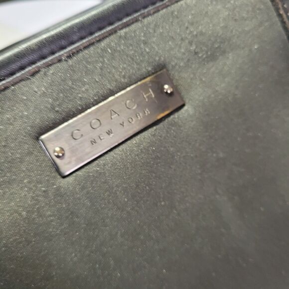 Coach Vintage Gray Neoprane Shoper Tote Shoulder Bag Leather Trim Zipper Soft - Picture 14 of 14